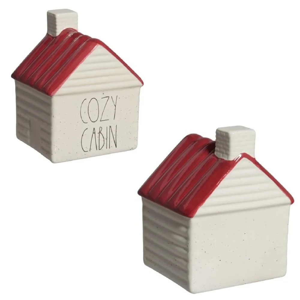 BRAND NEW Large Rae Dunn Country Camping Cabin Ceramic Table Decor Houses